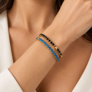 Bold Cubic Zirconia Tennis Bracelet / 18K Gold Plated