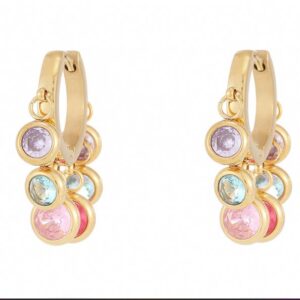 18K Gold Plated Colorful Zirconia Hoop Earrings